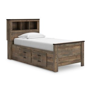 Trinell Twin Bookcase Storage Bed, Dresser & Mirror Brown