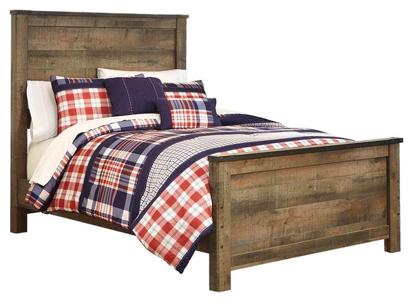 Trinell Full Panel Bed with Storage & Dresser Brown