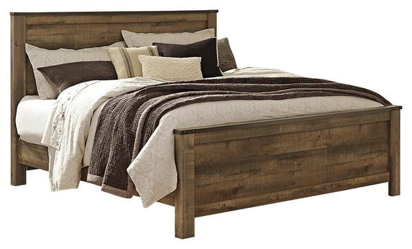 Trinell King Panel Bed, Dresser, Mirror & Nightstand Brown