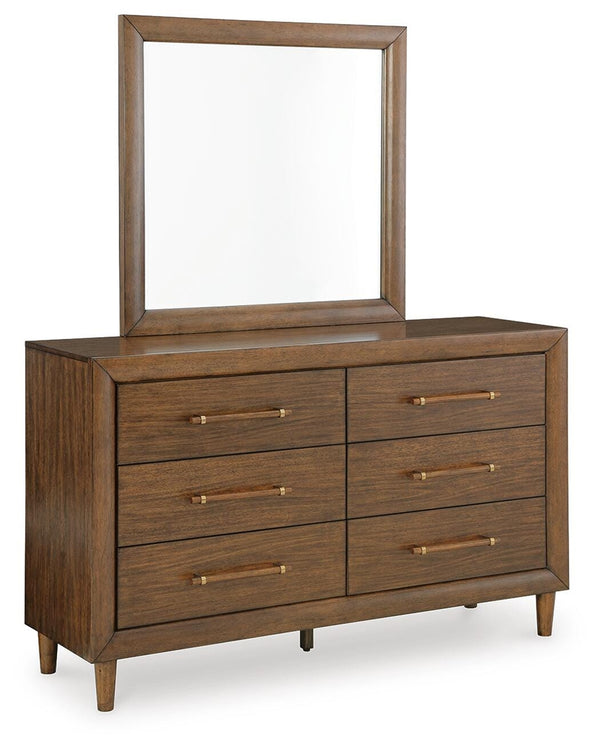 Lyncott Queen Upholstered Bed, Dresser, Mirror & Nightstand Brown