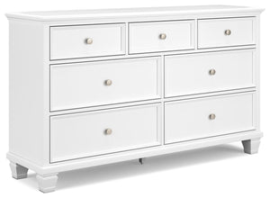 Fortman King Panel Bed, Dresser & 2 Nightstands White