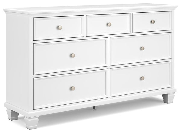 Fortman King Panel Bed, Dresser & 2 Nightstands White