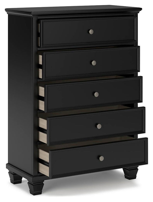 Lanolee Full Panel Bed & Chest Black