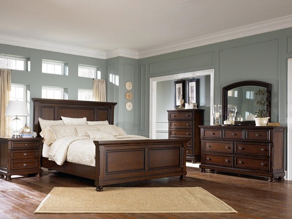 Porter California King Panel Bed, Dresser & Mirror Rustic Brown