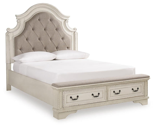 Realyn Queen Storage Bed, Dresser & Mirror Two-tone