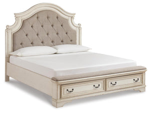Realyn King Panel Bed, Dresser, Mirror & 2 Nightstands Two-tone