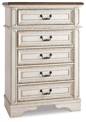 Realyn King Upholstered Panel Bed, Chest & 2 Nightstands