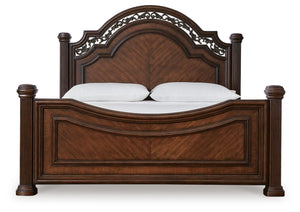 Lavinton King Poster Bed, Dresser, Mirror & Nightstand Brown