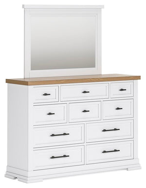 Ashbryn Queen Panel Storage Bed, Dresser, Mirror & 2 Nightstands White/Natural