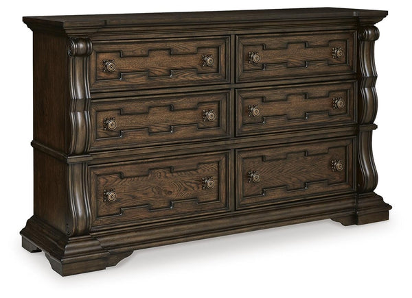Maylee Queen Upholstered Panel Bed, Dresser & 2 Nightstands