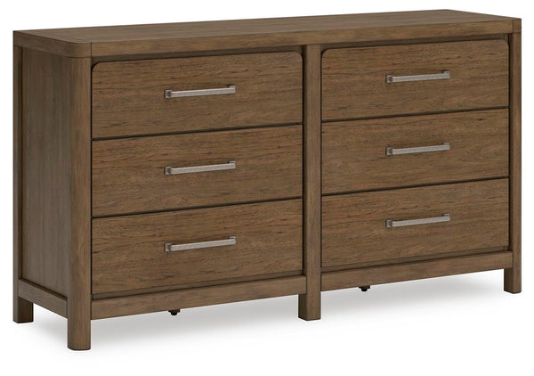 Cabalynn King Upholstered Bed, Dresser & 2 Nightstands Light Brown