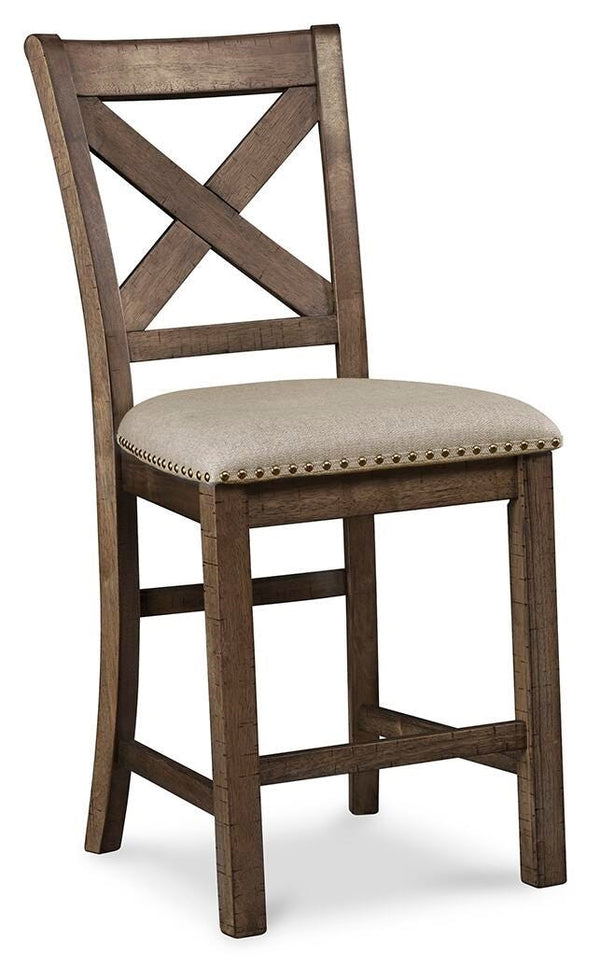 Moriville Counter-Height Dining Table & 4 Barstools Grayish Brown