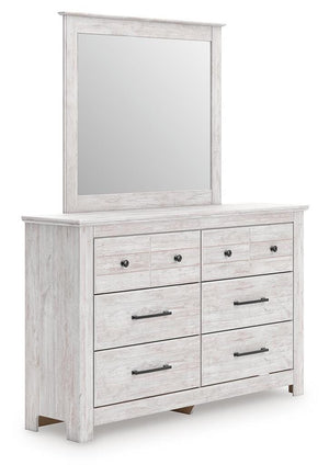 Makidern Queen Panel Bed with Storage, Dresser & Mirror Whitewash