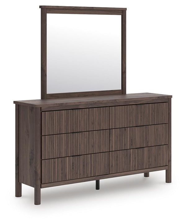Pamytta Full Upholstered Platform Bed, Dresser & Mirror