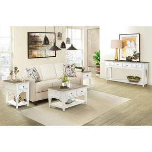 Riverside Myra Natural & Paperwhite 1-Drawer Chairside Table