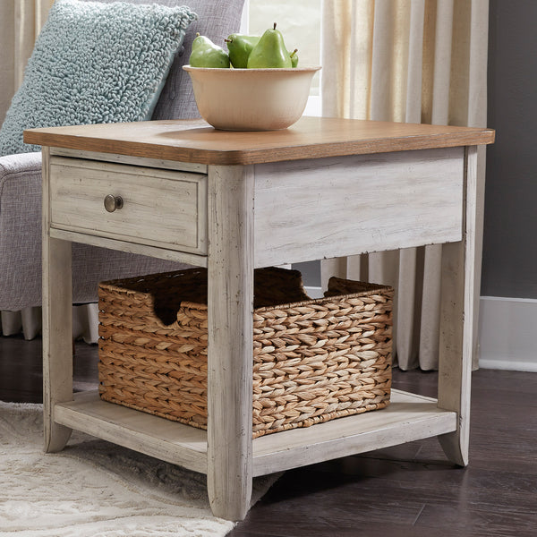 Liberty Furniture Farmhouse Reimagined End Table with Baskets