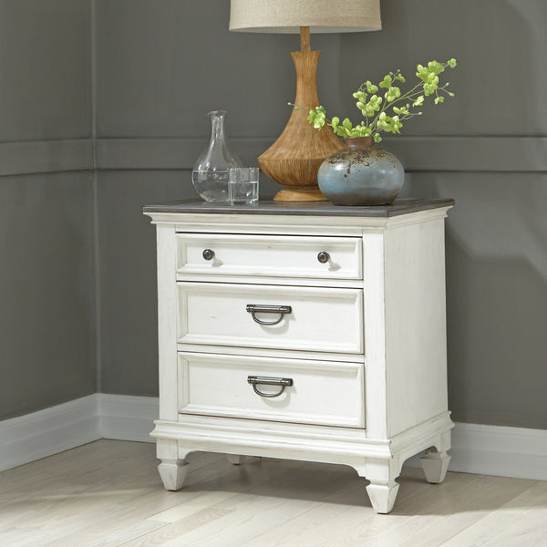 Liberty Furniture Allyson Park Wire Brushed White 3-Door Whie Nightstand with Charging Station