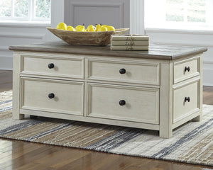 Bolanburg Pastoral Charm Castered Coffee Table with 4-Drawer Lift Top Two-tone
