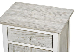 Seawinds Islamorada Clean White & Grey 1-Drawer 2-Door Electrified Coastal Nightstand