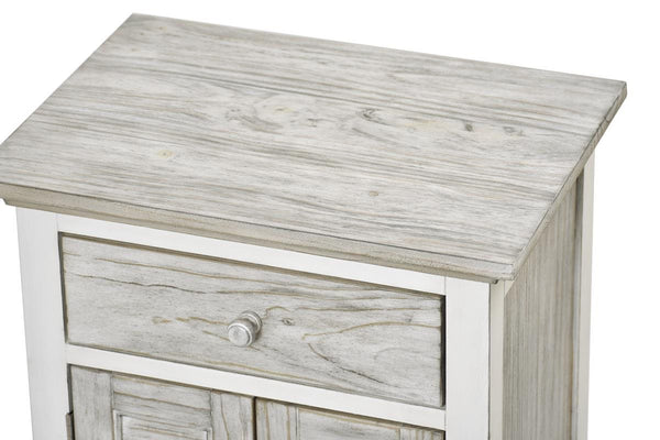 Seawinds Islamorada Clean White & Grey 1-Drawer 2-Door Electrified Coastal Nightstand