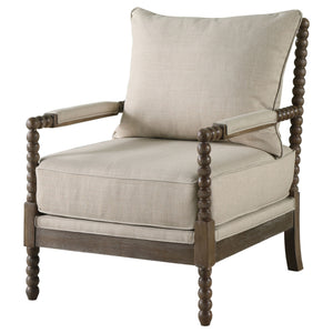 Coaster Blanchett Upholstered Bobbin Accent Chair Beige & Natural