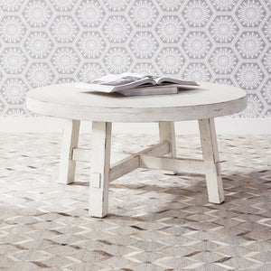 Liberty Furniture Modern Farmhouse Flea Market White Splay Leg Round Cocktail