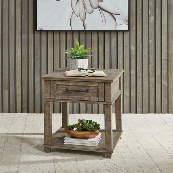 Liberty Furniture Parkland Falls Weathered Taupe Rectangular End Table