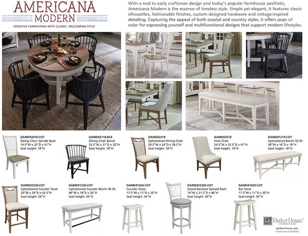 Parker House Americana 48 Round Dining Table & 4 Side Chairs