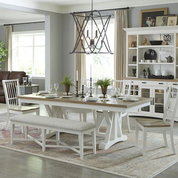 Parker House Americana Modern Trestle Dining Table & Side Chairs Set with Butterfly Leaf
