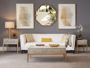 Bassett Mirror Contemporary Gray Perrine Wood Rectangular End Table