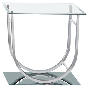 Coaster Danville Square U-Shaped Glass Top Side End Table Chrome