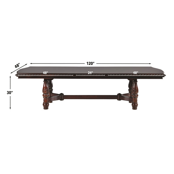 Steve Silver Antoinette 120-Inch Pedestal Dining Table With 24-Inch Leaf In Warm Brown Cherry