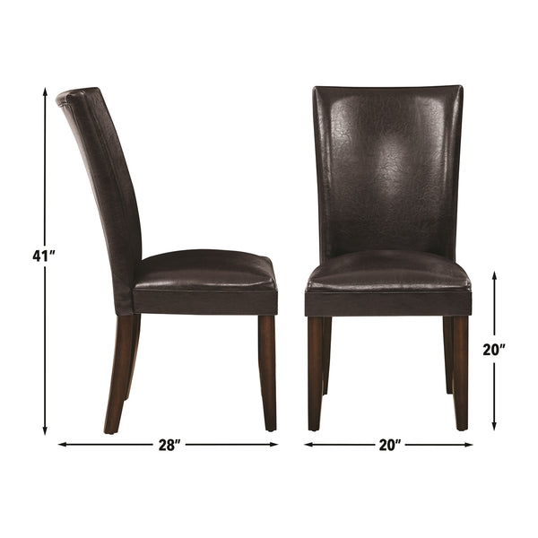 Steve Silver Hartford Brown Leather Side Chair In Dark Oak Finish