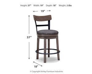 Caitbrook Upholstered Counter-Height Bar Swivel Stool Gray