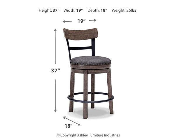 Caitbrook Upholstered Counter-Height Bar Swivel Stool Gray