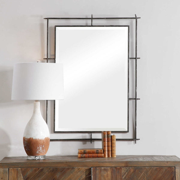 Uttermost Ironworks Ebony Industrial Mirror