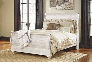 Willowton Pastoral Charm Queen Sleigh Headboard Whitewash