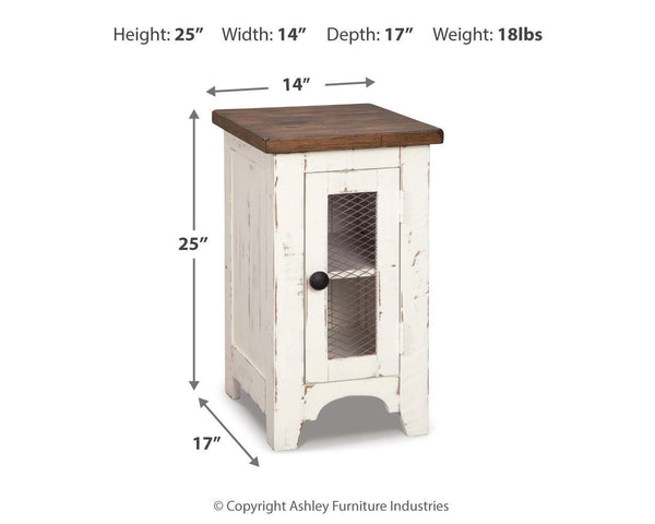 Wystfield Pastoral Charm 1-Door Chairside End Table White/Brown