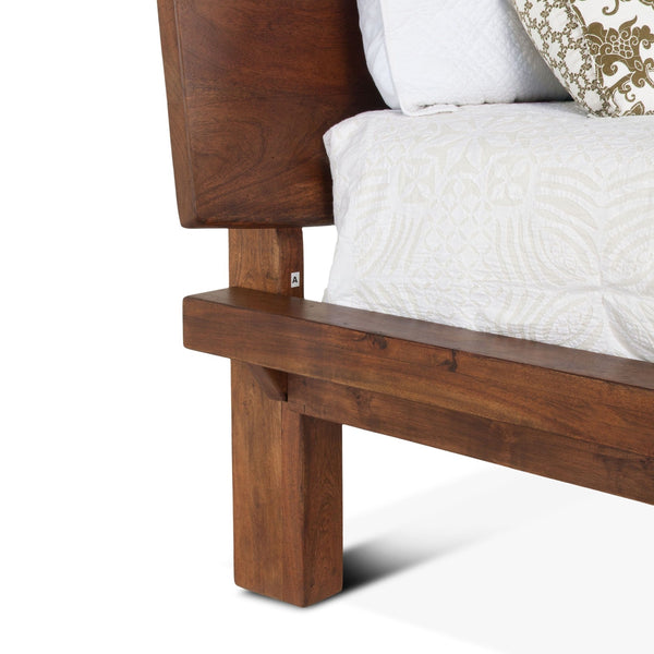Home Trends Design London Loft Acacia Wood Live Edge King Bed in Walnut Finish