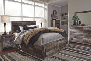 Derekson Queen Panel Bed with 4 Storage Drawers Multi Gray