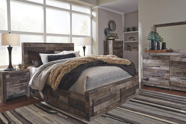 Derekson Queen Panel Bed with 4 Storage Drawers Multi Gray