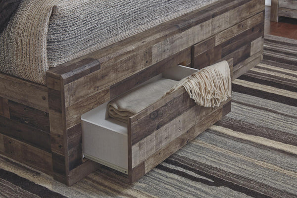 Derekson King Panel Bed with 4 Storage Drawers Multi Gray