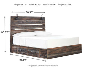 Drystan King Panel Bed with 2-Drawers of Storage & USB Multi