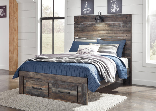 Drystan Full Panel Bed with 2-Drawers of Storage Multi