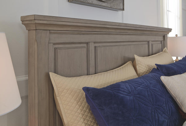 Lettner King Sleigh Bed with 2-Drawers of Storage Light Gray