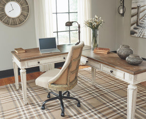Realyn Pastoral Charm 2-Piece 3-Drawer Home Office Lift Top Desk White/Brown