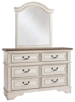 Realyn 6-Drawer Dresser & Mirror Chipped White