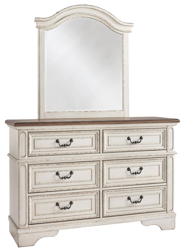 Realyn 6-Drawer Dresser & Mirror Chipped White