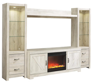 Bellaby Pastoral Charm 4-Piece Entertainment Center with Fireplace Whitewash