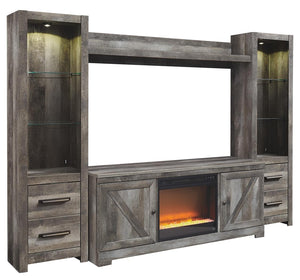 Wynnlow Urban Foundry 4-Piece Entertainment Center with Electric Fireplace Gray